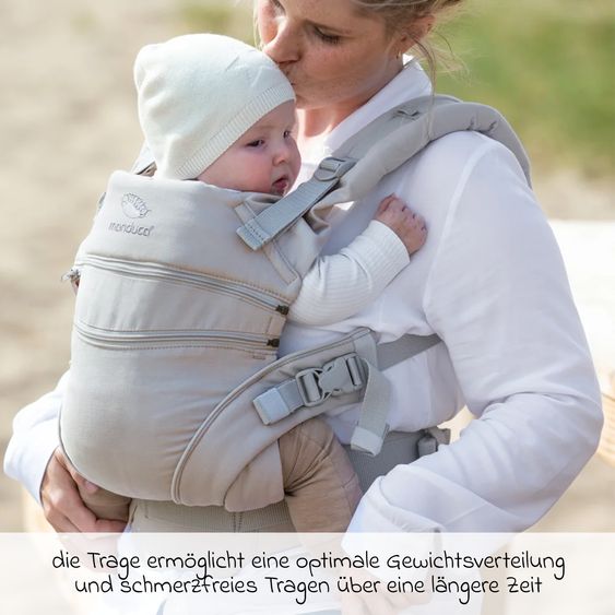 manduca Baby carrier XT for newborns from 3.5 kg - 20 kg with 3 carrying positions made of 100% organic cotton - Cloud