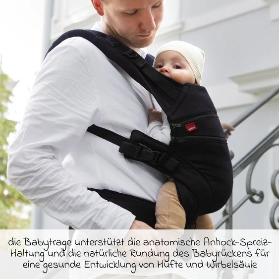 manduca Baby carrier XT for newborns from 3.5 kg - 20 kg with 3 carrying positions made of 100% organic cotton - Obsidian