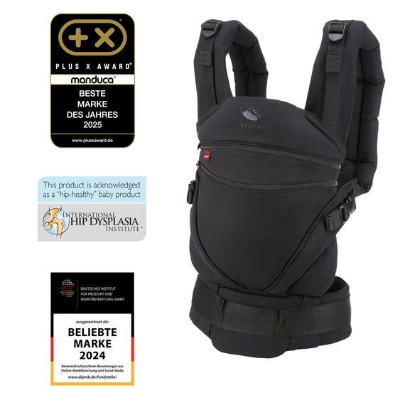 manduca Baby carrier XT for newborns from 3.5 kg - 20 kg with 3 carrying positions made of 100% organic cotton - Obsidian