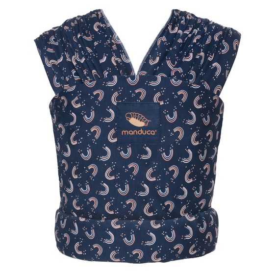 manduca Babytragetuch Sling elastisch 510 x 60 cm für Neugeborene ab 3,5 kg - 15 kg aus 100% Bio-Baumwolle - RainbowNight - Navy Print