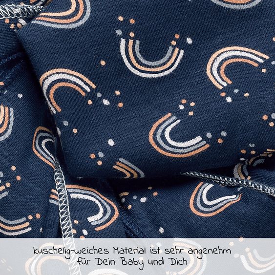 manduca Babytragetuch Sling elastisch 510 x 60 cm für Neugeborene ab 3,5 kg - 15 kg aus 100% Bio-Baumwolle - RainbowNight - Navy Print