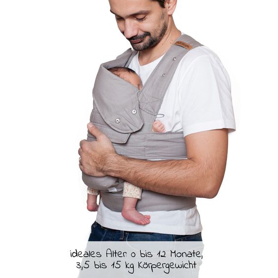 Marsupi Baby carrier Breeze 2.0 size L for newborns from 3.5 kg -15 kg - Lightgrey