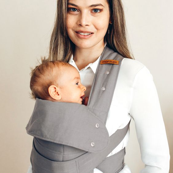 Marsupi Baby carrier Breeze 2.0 size S/M for newborns from 3.5 kg -15 kg - Lightgrey