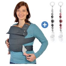 Baby Carrier Classic 2.0 from birth - 15 kg incl. 2 pacifier chains made of silicone - Grey - Size: XL