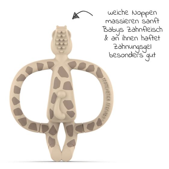 Matchstick Monkey 4-tlg. Starter-Set Zahnungshilfen - Beißring mit Fingerzahnbürste - Giraffe - Beige