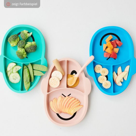 Matchstick Monkey Eating plate with silicone divider - Monkey - Gray