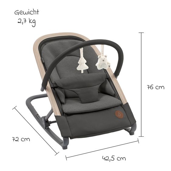 Maxi-Cosi 2-in-1 baby bouncer Kori from birth with newborn inlay only 2.3 kg light - Beyound - Graphite Eco