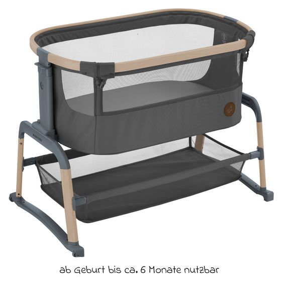 Maxi-Cosi 2-in-1 Beistellbett Iora Air mit Schaukelfunktion, atmungsaktive Stoffe, klappbar, inkl. Matratze & Reisetasche - Beyond Graphite