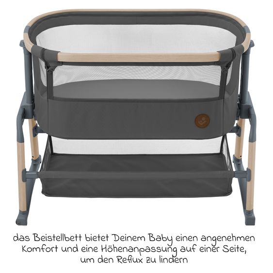 Maxi-Cosi 2-in-1 Beistellbett Iora Air mit Schaukelfunktion, atmungsaktive Stoffe, klappbar, inkl. Matratze & Reisetasche - Beyond Graphite