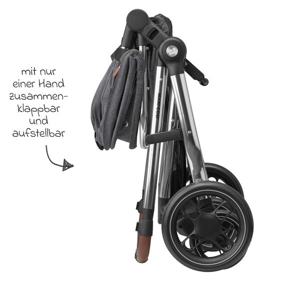 Maxi-Cosi 2-in-1 Kombi-Kinderwagen Zelia³ verwendbarer Sitz & Wanne in einem, verstellbarer Schieber, 22 kg - Luxe Twillic Grey