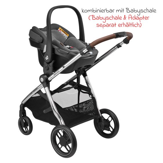 Maxi-Cosi 2-in-1 Kombi-Kinderwagen Zelia³ verwendbarer Sitz & Wanne in einem, verstellbarer Schieber, 22 kg - Luxe Twillic Grey