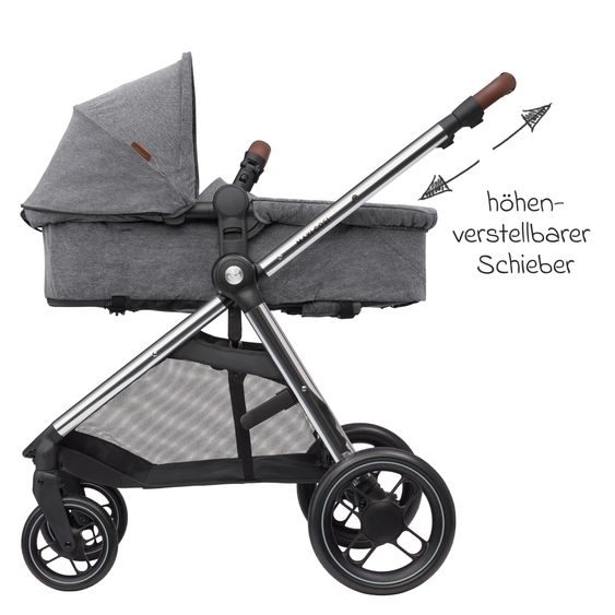 Maxi-Cosi 2-in-1 Kombi-Kinderwagen Zelia³ verwendbarer Sitz & Wanne in einem, verstellbarer Schieber, 22 kg - Luxe Twillic Grey