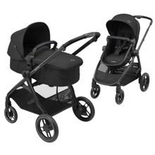 2 -in- 1 Combi Stroller Zelia³ Reversible Seat & Carrycot in One, Adjustable Pushbar, 22 kg - Essential Black