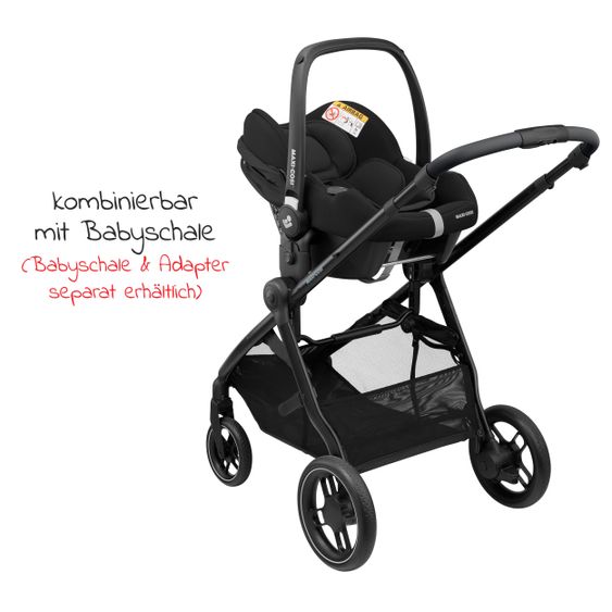 Maxi-Cosi 2 -in- 1 Kombi-Kinderwagen Zelia³ wendbarer Sitz & Wanne in einem, verstellbarer Schieber, 22 kg - Essential Black