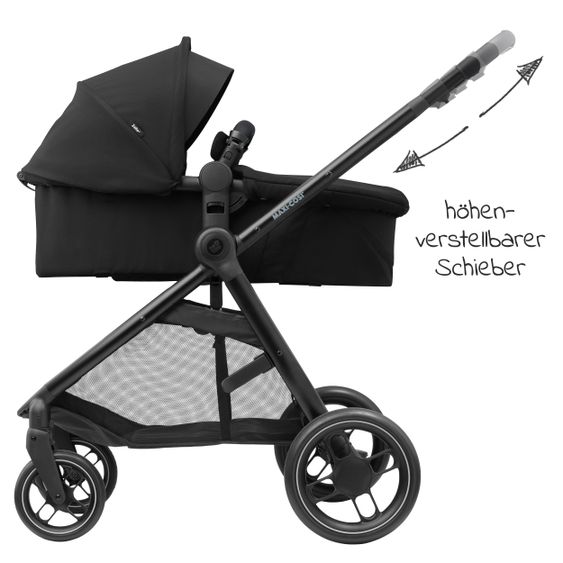 Maxi-Cosi 2 -in- 1 Kombi-Kinderwagen Zelia³ wendbarer Sitz & Wanne in einem, verstellbarer Schieber, 22 kg - Essential Black