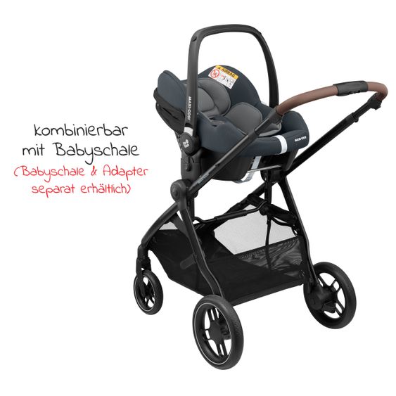 Maxi-Cosi 2 -in- 1 Kombi-Kinderwagen Zelia³ wendbarer Sitz & Wanne in einem, verstellbarer Schieber, 22 kg - Essential Graphite