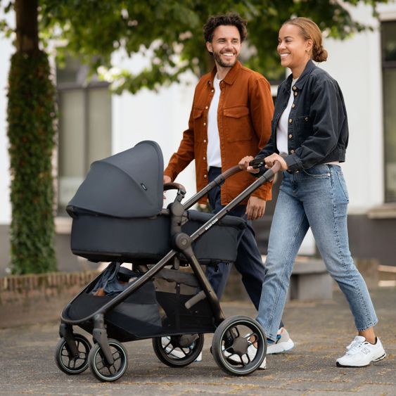 Maxi-Cosi 2 -in- 1 Combi Stroller Zelia³ Reversible Seat & Carrycot in One, Adjustable Pushers, 22 kg - Essential Graphite