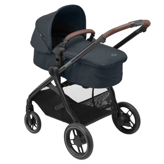 Maxi-Cosi 2 -in- 1 Combi Stroller Zelia³ Reversible Seat & Carrycot in One, Adjustable Pushers, 22 kg - Essential Graphite