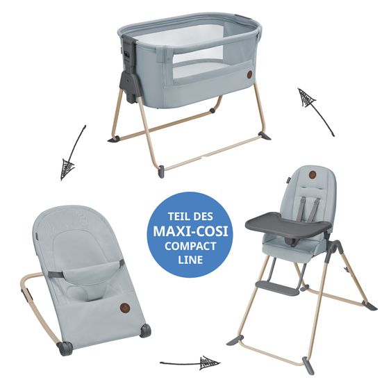 Maxi-Cosi 2in1 Babywippe Loa Beyond Eco Care ab Geburt - 6 Monate mit Wippfunktion - federleicht nur 2 kg - Grey