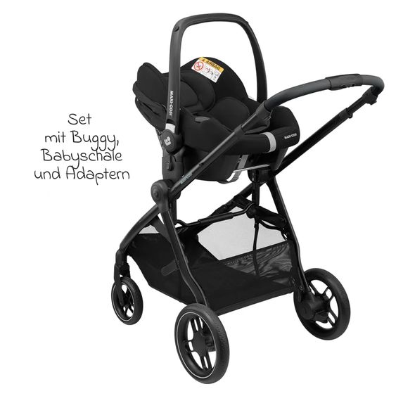 Maxi-Cosi Set passeggino Zelia³ 3 in 1 con seggiolino auto CabrioFix i-Size e adattatore, 22 kg - Nero