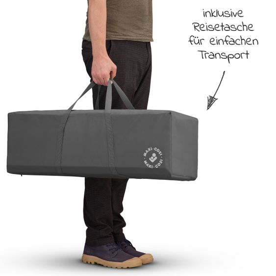 Maxi-Cosi 3 in 1 Reisebett Swift Reisebett, Beistellbett, Laufstall mit Matratze & Tragetasche nur 7 kg - Beyond Graphite