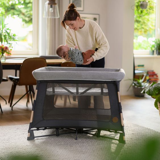 Maxi-Cosi 3 in 1 Reisebett Swift Reisebett, Beistellbett, Laufstall mit Matratze & Tragetasche nur 7 kg - Beyond Graphite