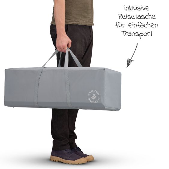 Maxi-Cosi 3 in 1 Reisebett Swift Reisebett, Beistellbett, Laufstall mit Matratze & Tragetasche nur 7 kg - Beyond Grey