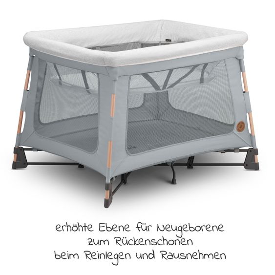 Maxi-Cosi 3 in 1 Reisebett Swift Reisebett, Beistellbett, Laufstall mit Matratze & Tragetasche nur 7 kg - Beyond Grey