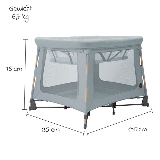 Maxi-Cosi 3-in-1 travel cot Swift travel cot, co-sleeper, playpen with mattress & carrycot only 6.70 kg light - Beyound - Grey Eco