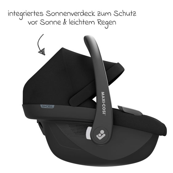 Maxi-Cosi 3in1 Babyschale & Reboarder-Set ab Geburt bis 4 Jahre mit (40 - 105 cm) mit Babyschale Pebble S i-Size & Kindersitz Pearl S inkl. Isofix-Basis FamilyFix S & Rückenlehnenschutz - Tonal Black