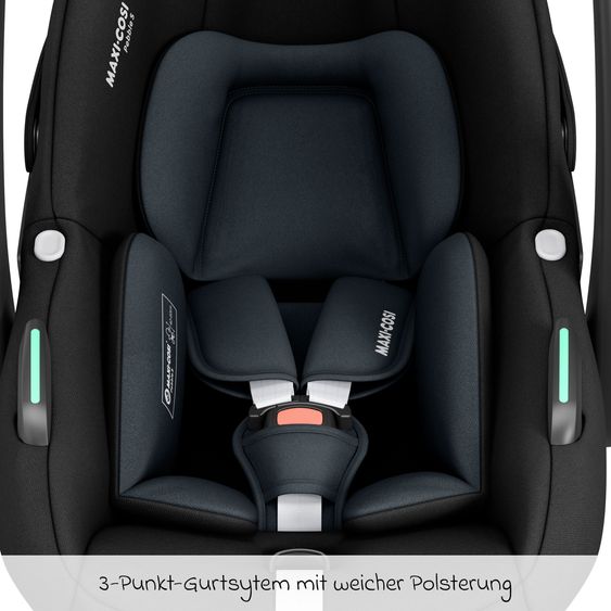 Maxi-Cosi 3in1 Babyschale & Reboarder-Set ab Geburt bis 4 Jahre mit (40 - 105 cm) mit Babyschale Pebble S i-Size & Kindersitz Pearl S inkl. Isofix-Basis FamilyFix S & Rückenlehnenschutz - Tonal Black