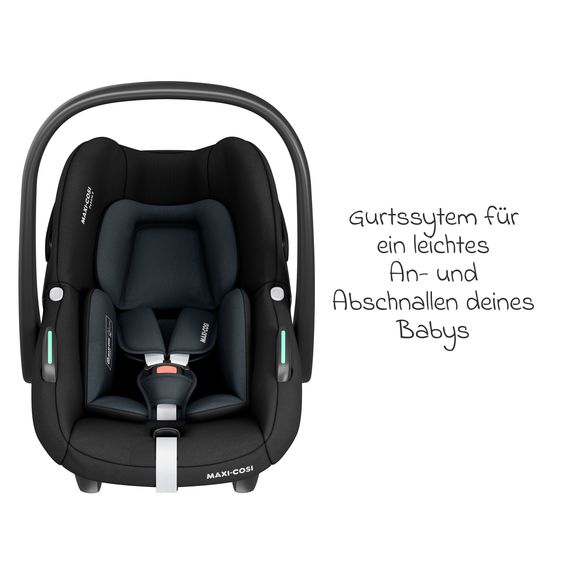 Maxi-Cosi 3in1 Babyschale & Reboarder-Set ab Geburt bis 4 Jahre mit (40 - 105 cm) mit Babyschale Pebble S i-Size & Kindersitz Pearl S inkl. Isofix-Basis FamilyFix S & Rückenlehnenschutz - Tonal Black