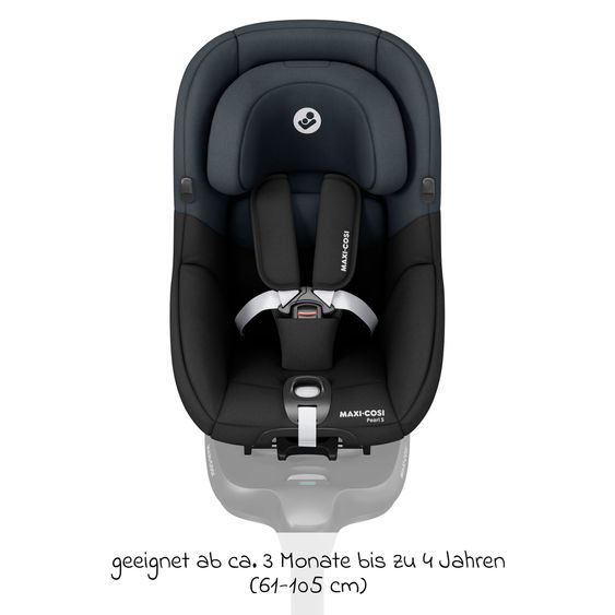 Maxi-Cosi 3in1 Babyschale & Reboarder-Set ab Geburt bis 4 Jahre mit (40 - 105 cm) mit Babyschale Pebble S i-Size & Kindersitz Pearl S inkl. Isofix-Basis FamilyFix S & Rückenlehnenschutz - Tonal Black