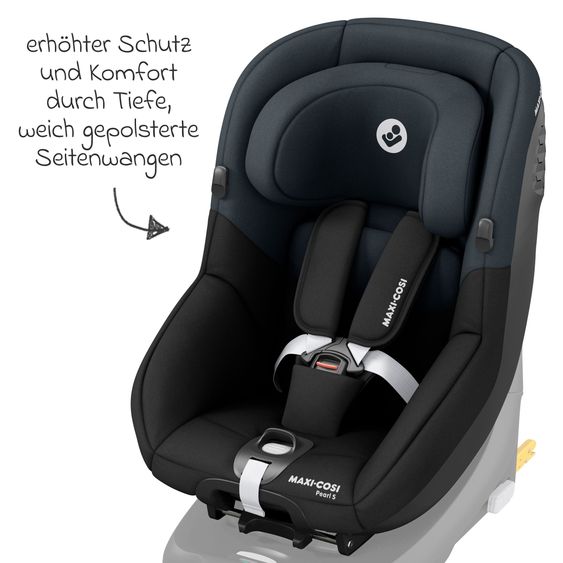 Maxi-Cosi 3in1 Babyschale & Reboarder-Set ab Geburt bis 4 Jahre mit (40 - 105 cm) mit Babyschale Pebble S i-Size & Kindersitz Pearl S inkl. Isofix-Basis FamilyFix S & Rückenlehnenschutz - Tonal Black