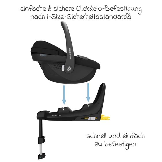 Maxi-Cosi 3in1 Babyschale & Reboarder-Set ab Geburt bis 4 Jahre mit (40 - 105 cm) mit Babyschale Pebble S i-Size & Kindersitz Pearl S inkl. Isofix-Basis FamilyFix S & Rückenlehnenschutz - Tonal Black