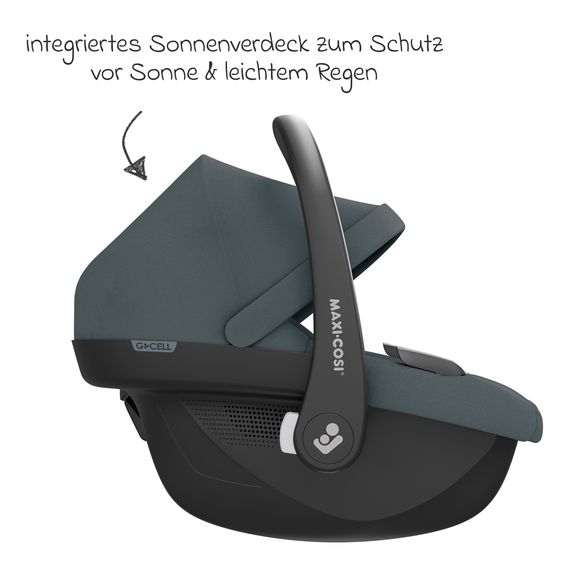 Maxi-Cosi 3in1 Babyschale & Reboarder-Set ab Geburt bis 4 Jahre mit (40 - 105 cm) mit Babyschale Pebble S i-Size & Kindersitz Pearl S inkl. Isofix-Basis FamilyFix S & Rückenlehnenschutz - Tonal Graphite