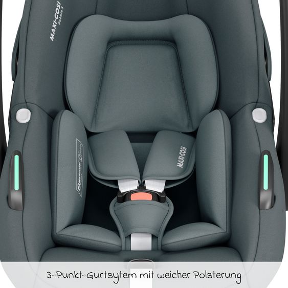 Maxi-Cosi 3in1 Babyschale & Reboarder-Set ab Geburt bis 4 Jahre mit (40 - 105 cm) mit Babyschale Pebble S i-Size & Kindersitz Pearl S inkl. Isofix-Basis FamilyFix S & Rückenlehnenschutz - Tonal Graphite