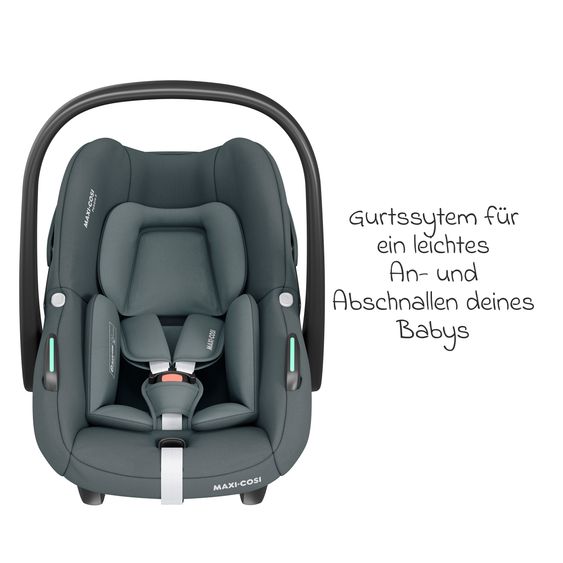 Maxi-Cosi 3in1 Babyschale & Reboarder-Set ab Geburt bis 4 Jahre mit (40 - 105 cm) mit Babyschale Pebble S i-Size & Kindersitz Pearl S inkl. Isofix-Basis FamilyFix S & Rückenlehnenschutz - Tonal Graphite