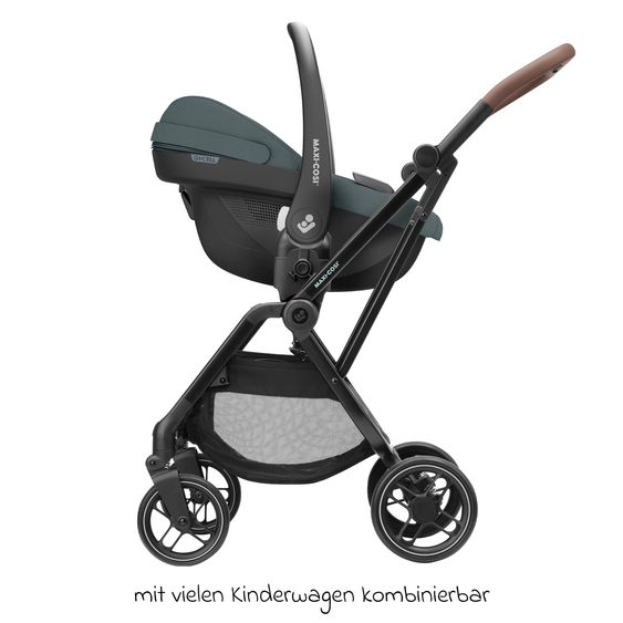 Maxi-Cosi 3in1 Babyschale & Reboarder-Set ab Geburt bis 4 Jahre mit (40 - 105 cm) mit Babyschale Pebble S i-Size & Kindersitz Pearl S inkl. Isofix-Basis FamilyFix S & Rückenlehnenschutz - Tonal Graphite