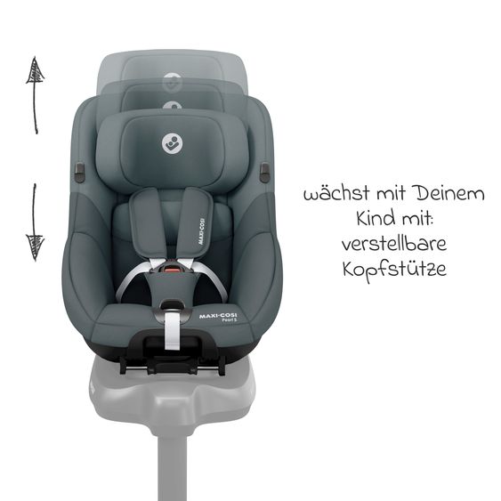 Maxi-Cosi 3in1 Babyschale & Reboarder-Set ab Geburt bis 4 Jahre mit (40 - 105 cm) mit Babyschale Pebble S i-Size & Kindersitz Pearl S inkl. Isofix-Basis FamilyFix S & Rückenlehnenschutz - Tonal Graphite