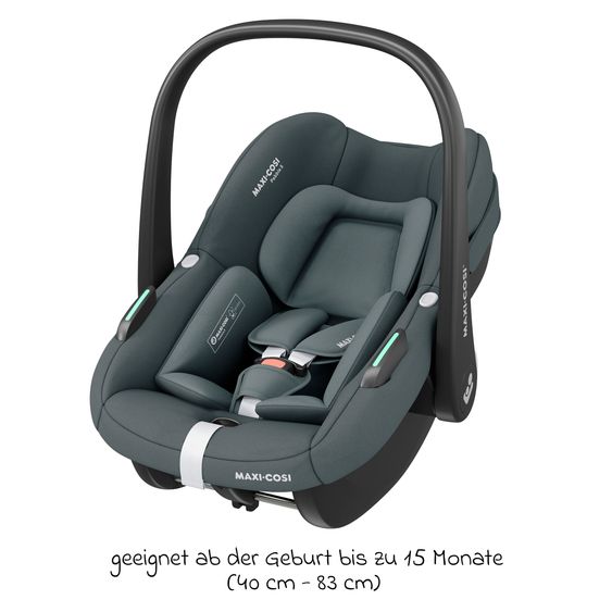 Maxi-Cosi 3in1 Babyschale & Reboarder-Set ab Geburt bis 4 Jahre mit (40 - 105 cm) mit Babyschale Pebble S i-Size & Kindersitz Pearl S inkl. Isofix-Basis FamilyFix S & Rückenlehnenschutz - Tonal Graphite