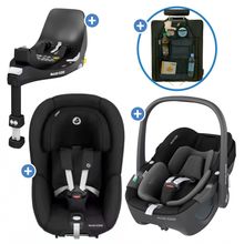 3in1 Babyschale & Reboarder-Set FamilyFix 360 ab Geburt bis 4 Jahre (40 - 105 cm) mit Babyschale Pebble 360 & Kindersitz Pearl 360 inkl. Isofix-Basis FamilyFix & Rückenlehnenschutz - Black