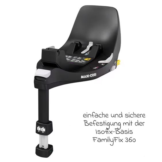 Maxi-Cosi 3in1 Babyschale & Reboarder-Set FamilyFix 360 ab Geburt bis 4 Jahre (40 - 105 cm) mit Babyschale Pebble 360 & Kindersitz Pearl 360 inkl. Isofix-Basis FamilyFix & Rückenlehnenschutz - Black