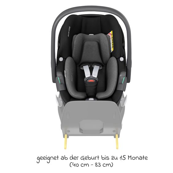 Maxi-Cosi 3in1 Babyschale & Reboarder-Set FamilyFix 360 ab Geburt bis 4 Jahre (40 - 105 cm) mit Babyschale Pebble 360 & Kindersitz Pearl 360 inkl. Isofix-Basis FamilyFix & Rückenlehnenschutz - Black