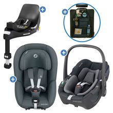 3in1 Babyschale & Reboarder-Set FamilyFix 360 ab Geburt bis 4 Jahre (40 - 105 cm) mit Babyschale Pebble 360 & Kindersitz Pearl 360 inkl. Isofix-Basis FamilyFix & Rückenlehnenschutz - Graphite