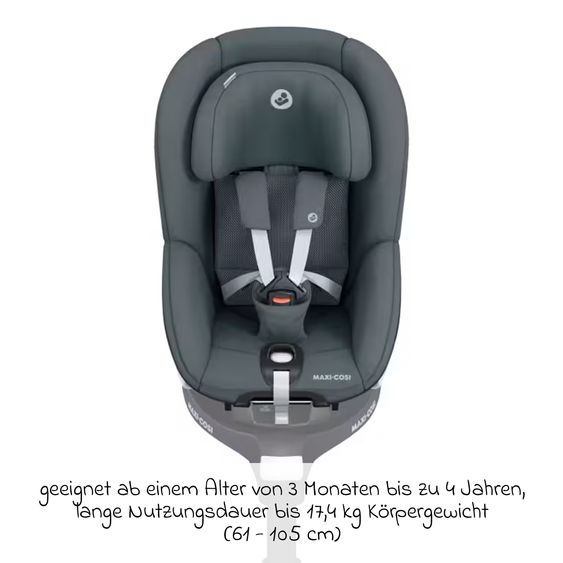 Maxi-Cosi 3in1 Babyschale & Reboarder-Set FamilyFix 360 ab Geburt bis 4 Jahre (40 - 105 cm) mit Babyschale Pebble 360 & Kindersitz Pearl 360 inkl. Isofix-Basis FamilyFix & Rückenlehnenschutz - Graphite