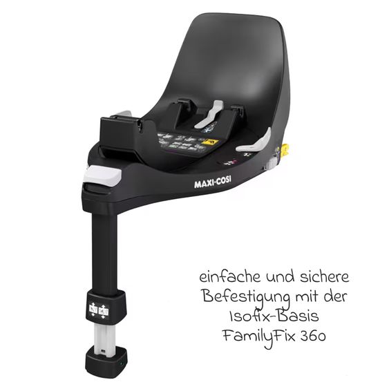 Maxi-Cosi 3in1 Babyschale & Reboarder-Set FamilyFix 360 ab Geburt bis 4 Jahre (40 - 105 cm) mit Babyschale Pebble 360 & Kindersitz Pearl 360 inkl. Isofix-Basis FamilyFix & Rückenlehnenschutz - Graphite