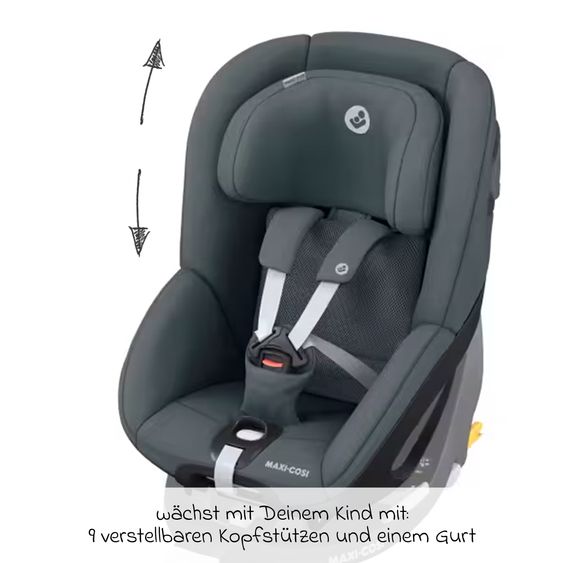 Maxi-Cosi 3in1 Babyschale & Reboarder-Set FamilyFix 360 ab Geburt bis 4 Jahre (40 - 105 cm) mit Babyschale Pebble 360 & Kindersitz Pearl 360 inkl. Isofix-Basis FamilyFix & Rückenlehnenschutz - Graphite