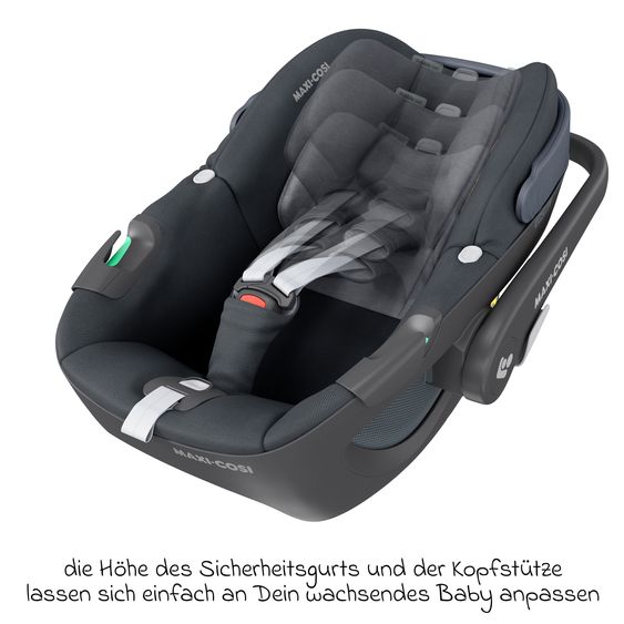 Maxi-Cosi 3in1 Babyschale & Reboarder-Set FamilyFix 360 ab Geburt bis 4 Jahre (40 - 105 cm) mit Babyschale Pebble 360 & Kindersitz Pearl 360 inkl. Isofix-Basis FamilyFix & Rückenlehnenschutz - Graphite