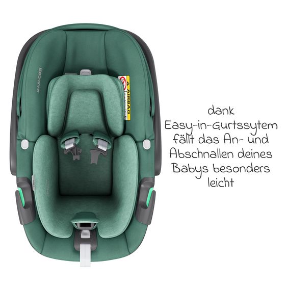 Maxi-Cosi 3in1 Babyschale & Reboarder-Set FamilyFix 360 ab Geburt bis 4 Jahre (40 - 105 cm) mit Babyschale Pebble 360 & Kindersitz Pearl 360 inkl. Isofix-Basis FamilyFix & Rückenlehnenschutz - Green